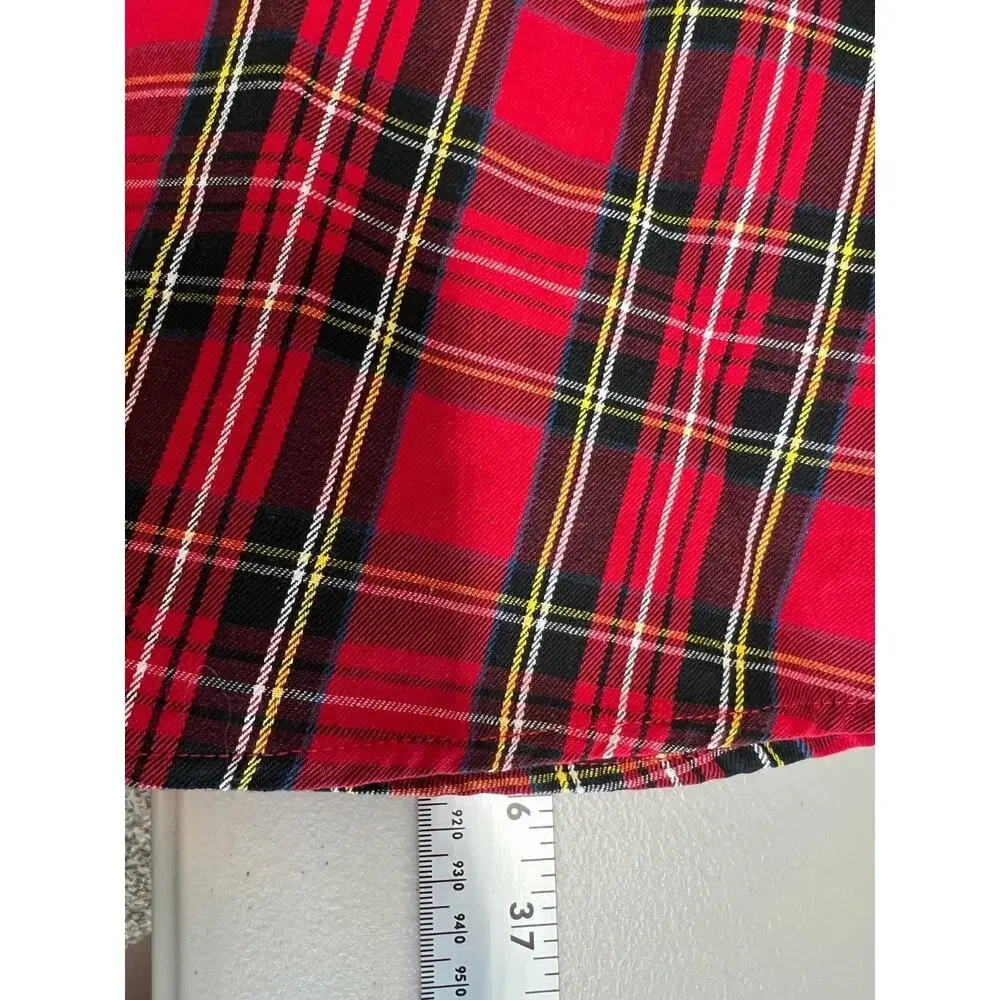 Hot Topic Plaid O-Ring Skirtall Overall Dress Womens Small Pockets Red Black - Picture 9 of 13
